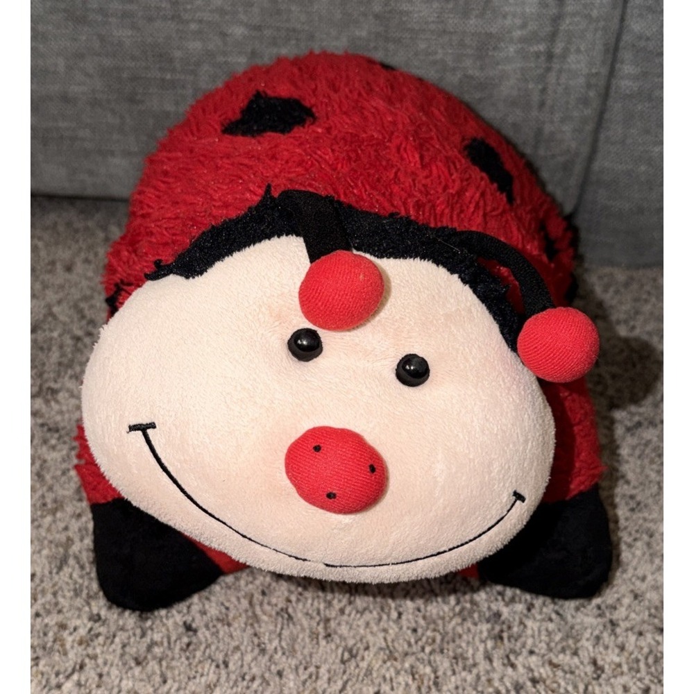 Pillow Pet Ladybug Folding Pillow Stuffed Animal Red/Black 2010 Retired PreOwned